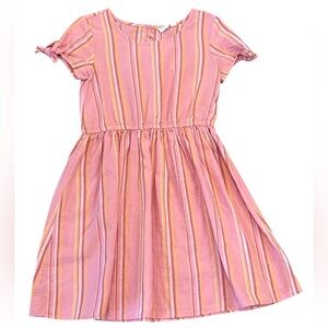 NWT Gap Kids Striped Dress Pink Short Sleeve Size Medium 8 Elastic Waist